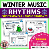WINTER Music Rhythm Worksheets - Match the Rhythm to the Words