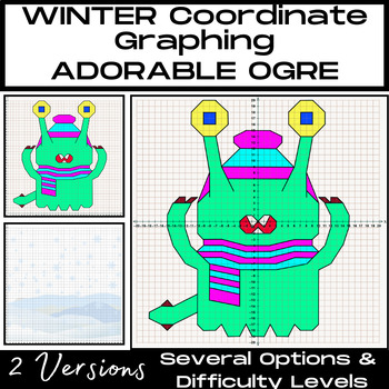 Preview of WINTER NEW YEAR Coordinate Graphing Picture - ADORABLE OGRE - MONSTER