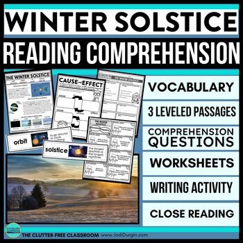 Preview of WINTER reading comprehension passage with questions Winter Solstice nonfiction
