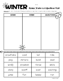 WINTER Nouns, Verbs and Adjectives Sorting Worksheets