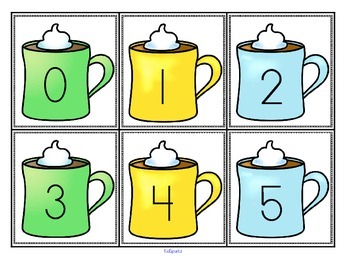 Preview of WINTER Hot Cocoa Numbers 0-20 Large Flashcards FREE