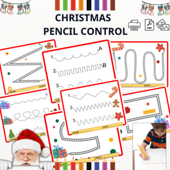 Preview of WINTER Pencil Control,Gingerbread,Santaclaus,First day back from winter break