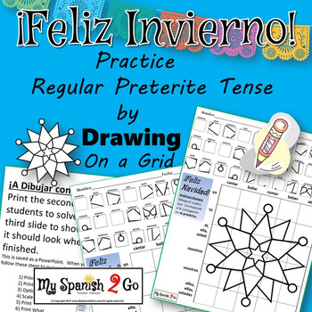 Preview of WINTER: Practice Regular Preterite Tense -ar/-er/-ir Verbs- Draw on Grid