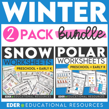 Preview of WINTER Preschool Worksheets | Polar Snow Arctic Activities | PreK Kindergarten