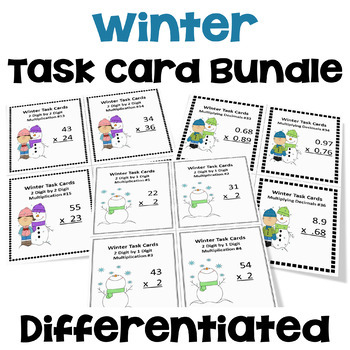 Preview of Winter Math Task Card BUNDLE - Differentiated