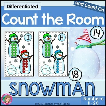 Preview of WINTER SNOWMAN Math Count the Room | Ten Frames and Numbers 11 - 20