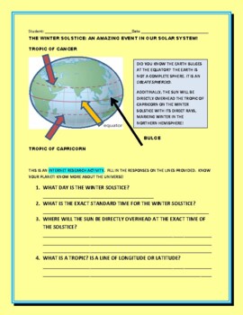 Preview of WINTER SOLSTICE: AN AMAZING EVENT: AN INTERNET RESEARCH ACTIVITY