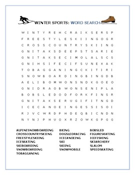 winter sports a word search by house of knowledge and kindness