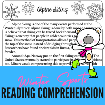 Preview of WINTER OLYMPIC SPORT READING COMPREHENSION Guided Reading Winter Literacy Center