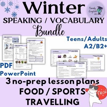 Preview of WINTER SPORTS TRAVELLING FOOD speaking vocabulary lesson plans