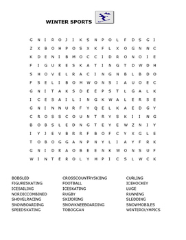 Preview of WINTER SPORTS WORD SEARCH