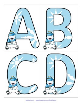 Preview of WINTER Large Alphabet Flashcards Upper and Lower Case - FREE