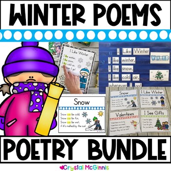 Preview of WINTER Sight Word Poems BUNDLE | Poems, Pocket Charts, Slides, Powerpoint, PDF