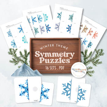 Preview of WINTER Snowflakes Symmetry Puzzles | Montessori Inspired | Toddler Matching Game