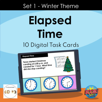 Preview of WINTER THEME | Elapsed Time Word Problems BOOM™ Cards | Special Education