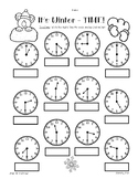 WINTER Telling Time Worksheet Practice Pack - hour, half h