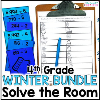 Preview of Winter Math - Solve the Room 4th Grade Bundle - 4th Grade End of Year Review