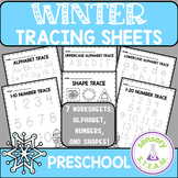 WINTER Themed Tracing Worksheets for Preschool PREK, alpha