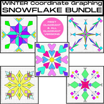 Preview of Bundle - WINTER/VALENTINE'S DAY SNOWFLAKES - Coordinate Graphing Pictures