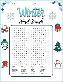 Preview of WINTER VOCABULARY (MEDIUM) Word Search Puzzle Crossword Maze