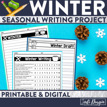 Preview of WINTER WRITING ACTIVITIES graphic organizer rubric JANUARY WRITING PROMPTS paper