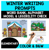 WINTER Writing prompts with pictures, word bank, alphabet model