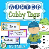Editable Winter Cubby or Desk Name Tags - 27 Designs - Snowman - Skaters - Kids