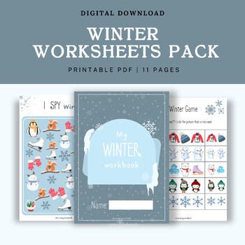 Preview of WINTER workbook | winter worksheets | 11 pages for kids