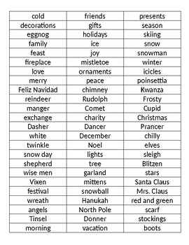 WINTO Christmas Word Bingo Game by A W Creations | TPT