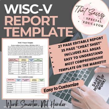 Preview of WISC-V Report Template w/ 35 PAGE Cheat Sheet (Google)- Thorough & Easy to Use!