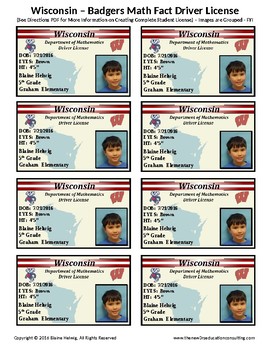 Preview of WISCONSIN - Badger's Math Driver's License-Math Fact Incentive Program TEMP-FREE