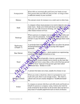 WISE EXAM and PERSONAL FINANCE GLOSSARY -- PDF, Word, and Excel Formats!!