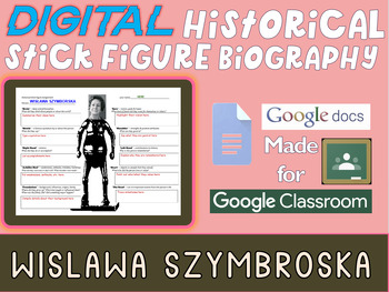 Preview of WISLAWA SZYMBORSKA Digital Historical Stick Figure Biography (mini biographies)