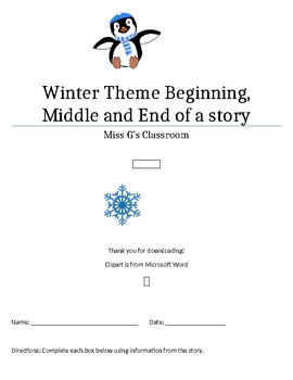 Preview of Winter theme Beginning, Middle and End of a Story