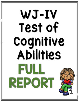 Preview of WJIV- Test of cognitive abilities -Full Report