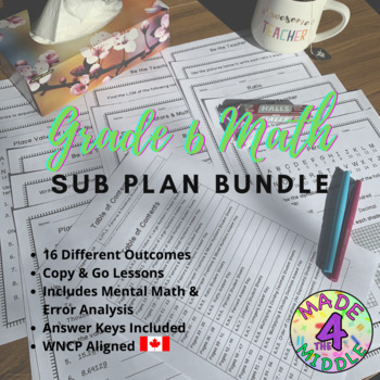 Preview of WNCP Aligned Grade 6 Math Sub Plans Bundle