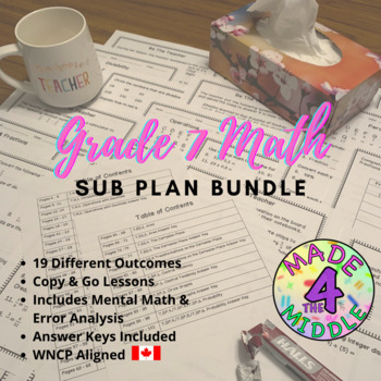 Preview of WNCP Aligned Grade 7 Math Sub Plan Bundle