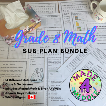 Preview of WNCP Aligned Grade 8 Math Sub Plan Bundle