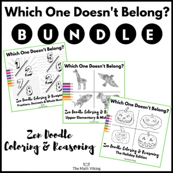 Preview of WODB Zen Doodle Reasoning & Coloring Bundle Grades 3-7 Soft Start Art & Math