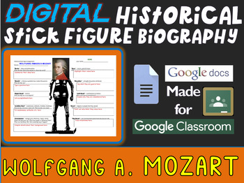 Preview of WOLFGANG A. MOZART Digital Historical Stick Figure Biography (MINI BIOS)