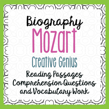 Preview of WOLFGANG AMADEUS MOZART Biography Texts and Activities PRINT and EASEL