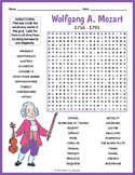 WOLFGANG AMADEUS MOZART Biography Word Search Puzzle Works