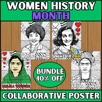 Preview of WOMEN HISTORY MONTH Collaborative Poster bundle | coloring page