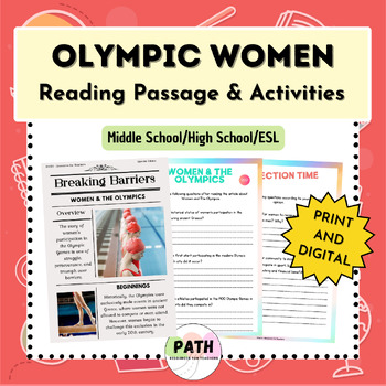 Preview of WOMEN IN THE OLYMPIC GAMES || Reading Passage + Activities Pack || Middle School
