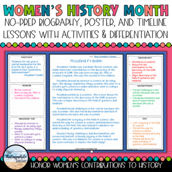 Preview of WOMEN'S HISTORY MONTH LESSONS AND ACTIVITIES | THIRD FOURTH FIFTH GRADE