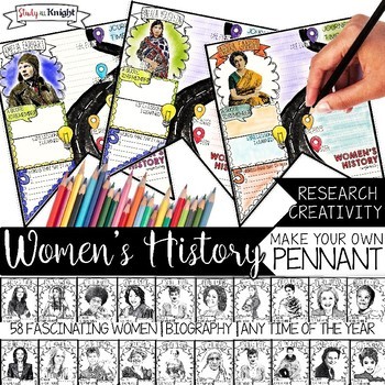 Verrassend Women's History Month, Biography Research, Pennant, Make Your Own TD-37