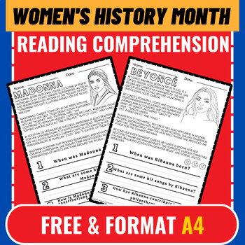 Preview of WOMEN'S HISTORY MONTH Musicians Reading Comprehension Passages With Questions