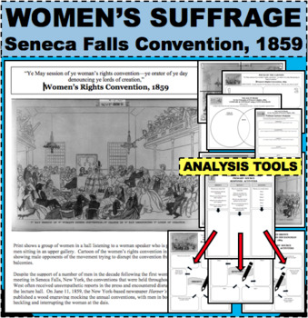 Preview of WOMEN'S SUFFRAGE RIGHTS Seneca Falls Convention Political Cartoon Analysis