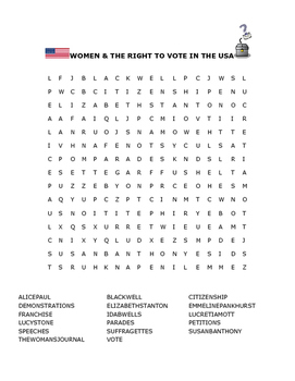 Preview of WOMEN & THE RIGHT TO VOTE- WORD SEARCH