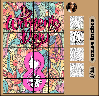 Preview of WOMEN's day Bulletin Board Flower Coloring  Classroom Idea Door deco